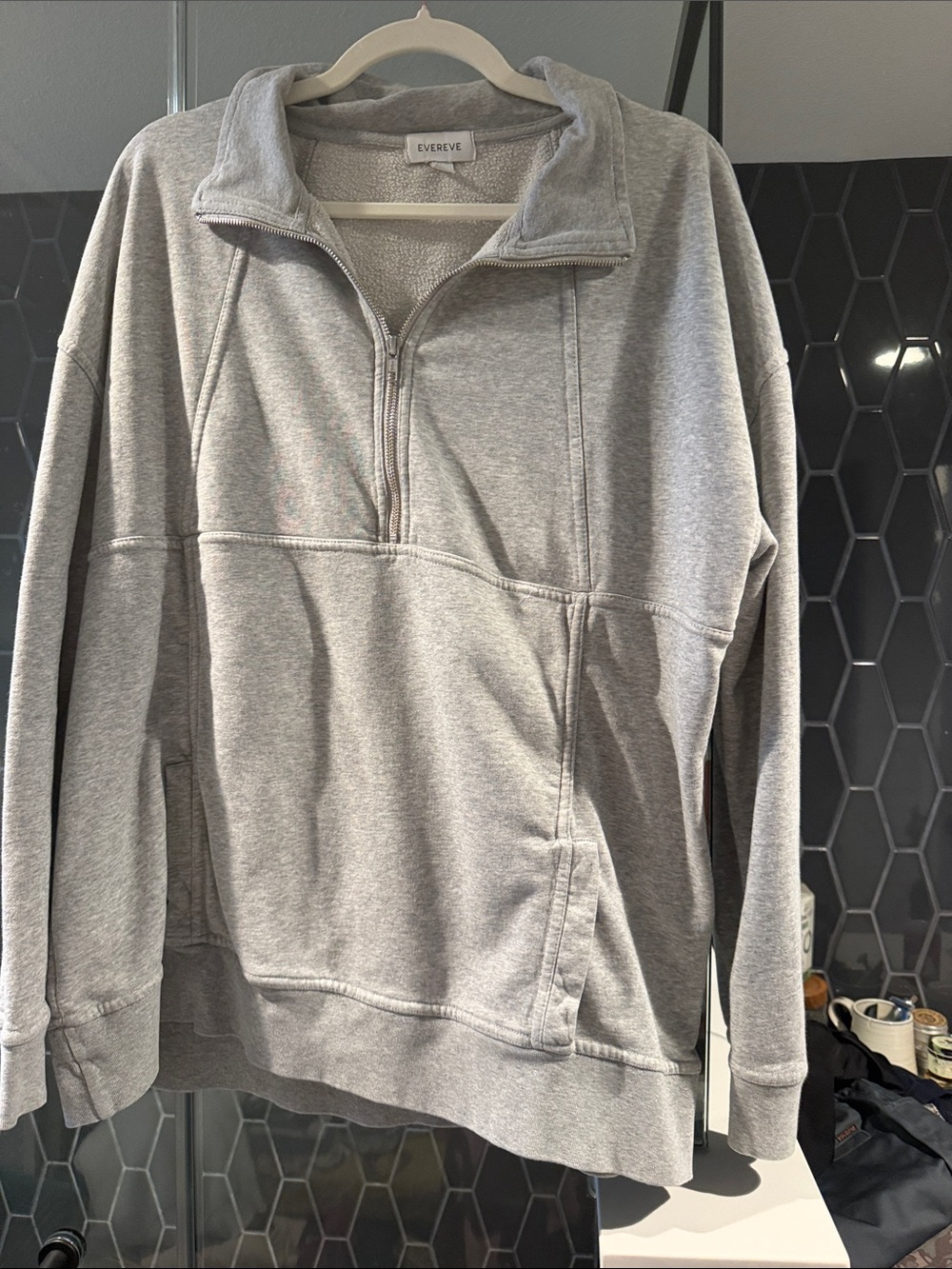 Evereve women’s Light Gray Half-Zip Pullover Sweater